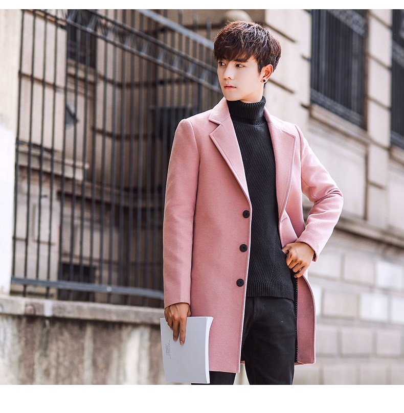 boy Boy Winter New Men's Wool Korean Style Slim Fit Mid-Length Trench Thickened Warm Woolen Coat_voghion.com