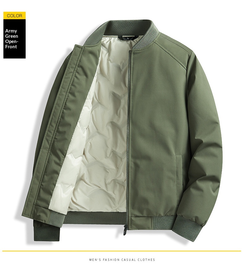 boy Cross-Border Baseball Collar Jacket Men's Winter Warmth Cold Protection 50% White Duck Down High-End Casual Coat Men_voghion.com