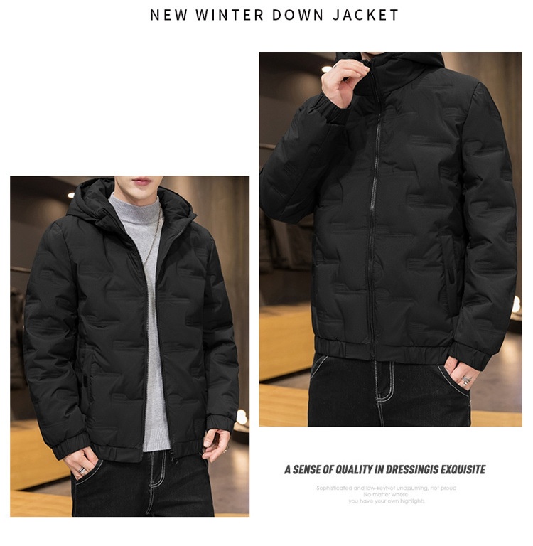 Jungen Herren Winterjacke Neue Mode Lässig Vielseitig Warm Jugend Kurz Kapuzenmantel Einfarbig Weiß Entendaunenmantel_voghion.com