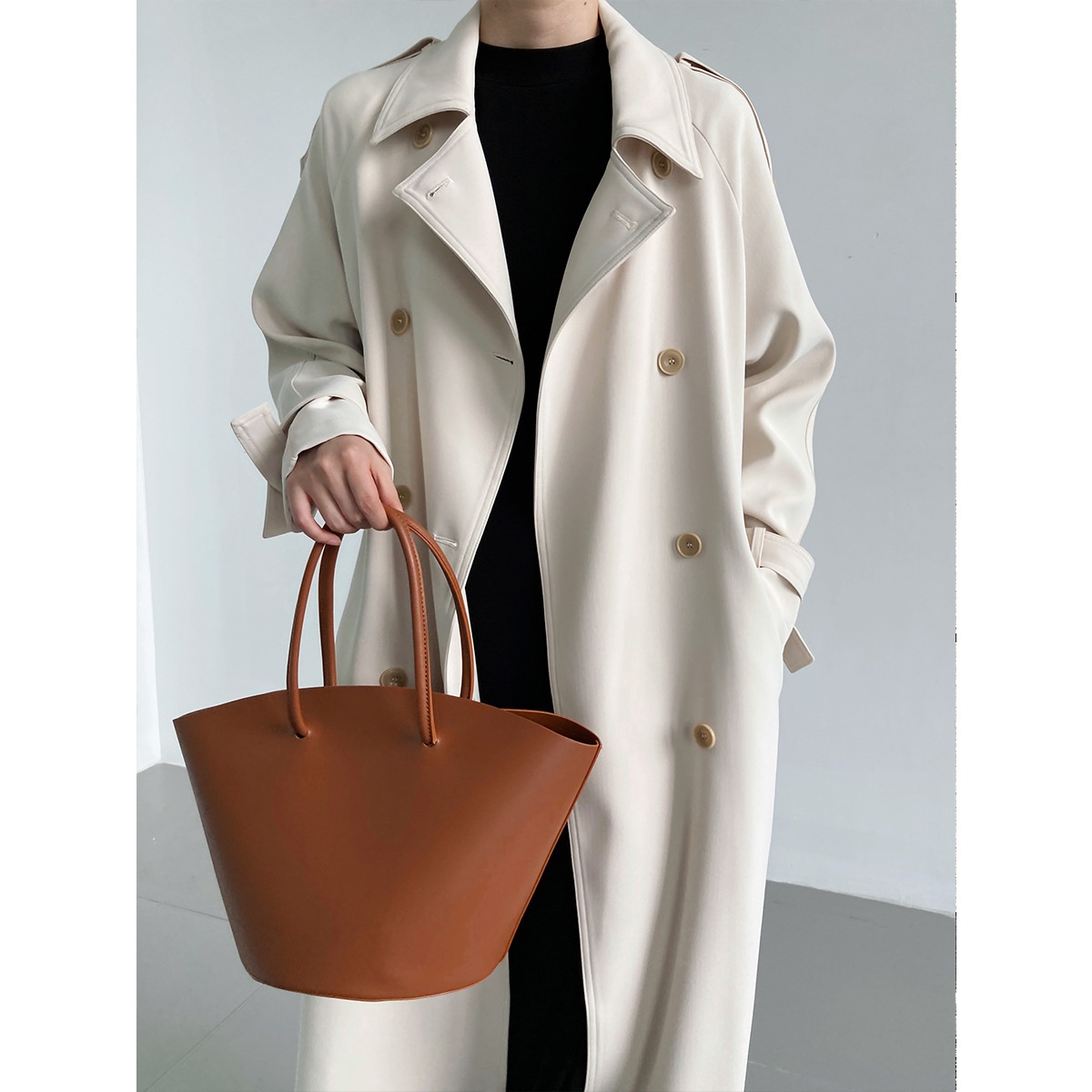 Women's Clothing Luxi Main Promotion 2025 Autumn New Draped British Style Loose Mid-Length Over-The-Knee Trench Coat Women's Jacket 9968_voghion.com