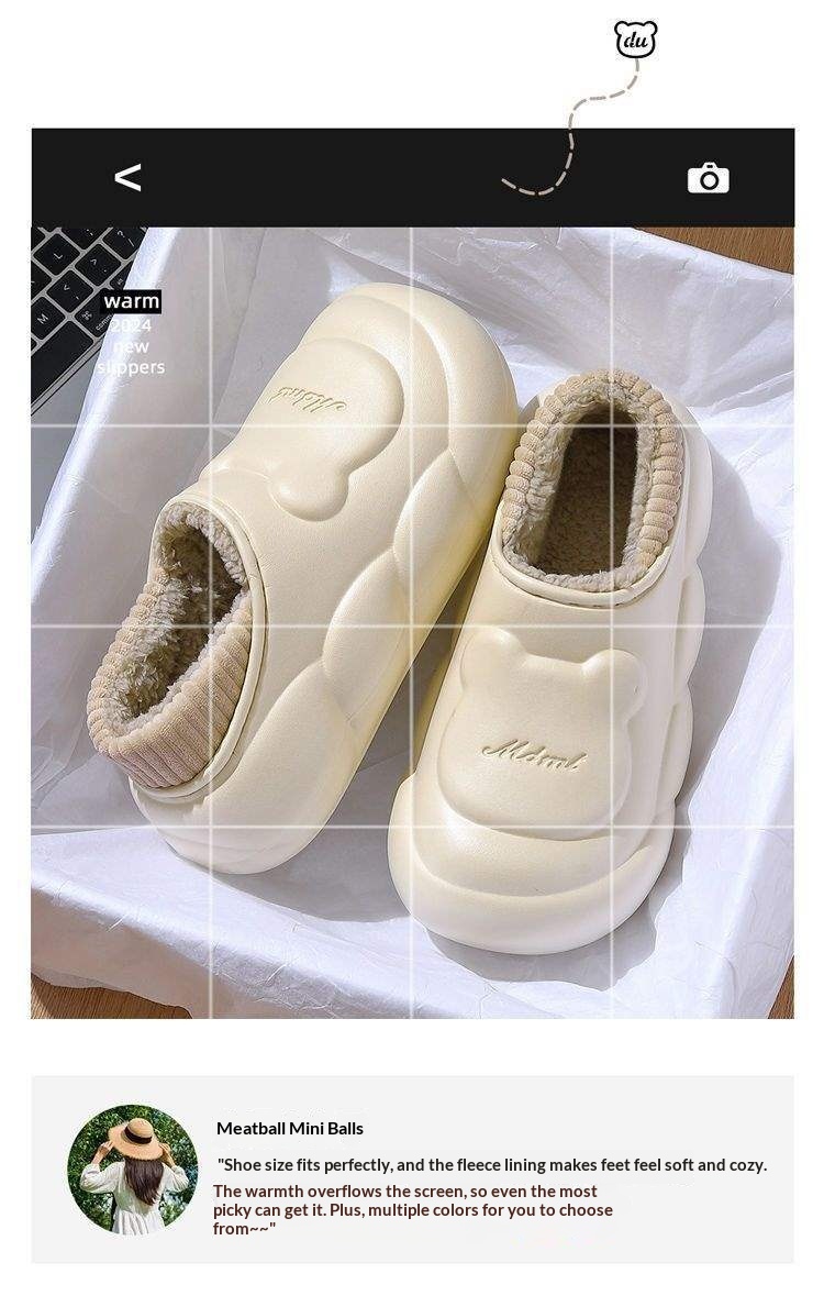 ShoeGlobe ShoeGlobe Waterproof Slippers Winter 2025 New Fleece-Lined Warm Non-Slip Nurse Cotton Shoes For Women_voghion.com