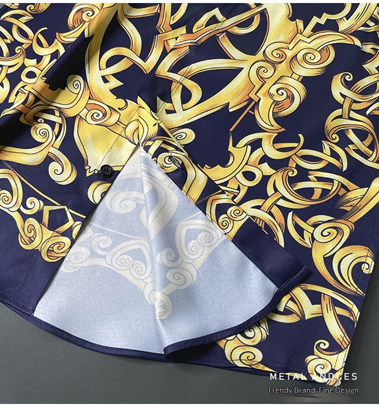 ForMen Gifan Belun European And American Style Short Sleeve Printed Slim Fit Men's Shirt Factory Supply_voghion.com