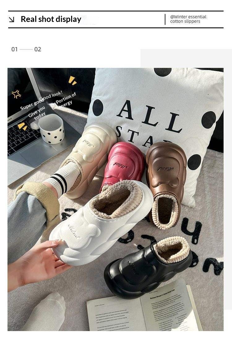 ShoeGlobe ShoeGlobe Waterproof Slippers Winter 2025 New Fleece-Lined Warm Non-Slip Nurse Cotton Shoes For Women_voghion.com