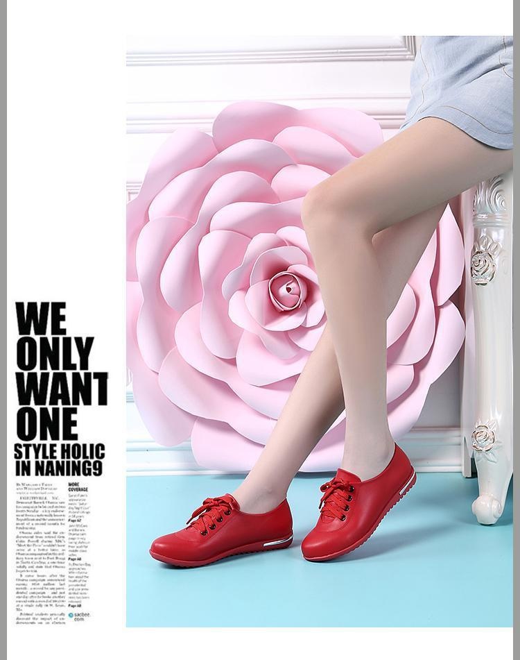 ShoeGlobe Damen-Schnürschuhe mit flacher Sohle, Größe L (41/42), vielseitig, bequem, aus weichem Leder, weiß, ideal für Schülerinnen, Krankenschwestern und Berufstätige._voghion.com