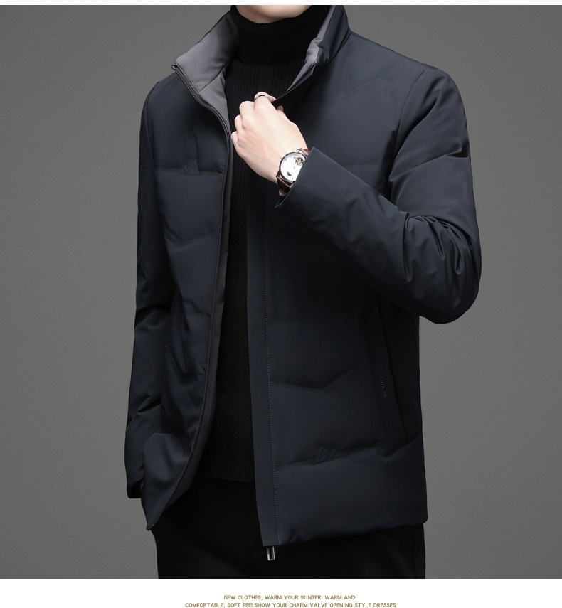 boy 2025 Winter New Casual Color Stand Collar White Duck Warm Down Middle-aged Men's Jacket_voghion.com