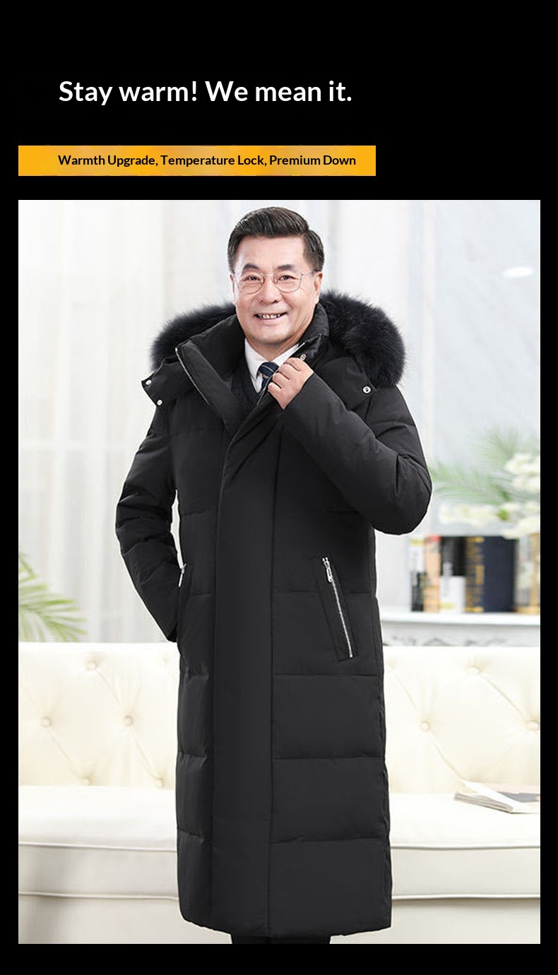 Cross-Border Dad Daunenjacke für Jungen, dick gefüttert, lang, knielang, für Herren mittleren Alters und Senioren, warme und trendige Winterbekleidung_voghion.com