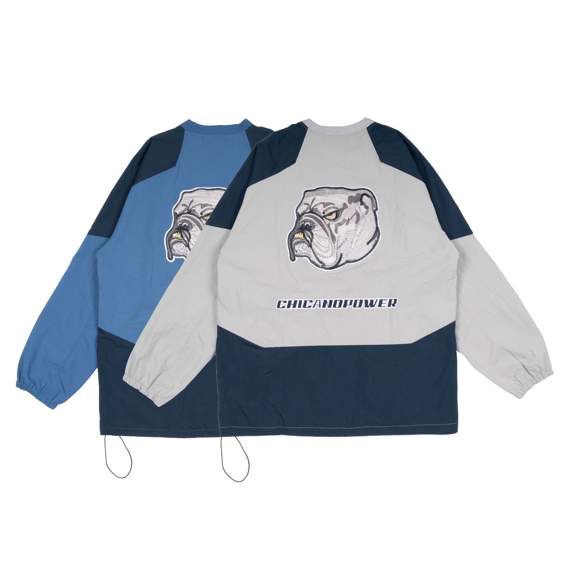 Damenmode Damen Dünner Old-School American Hip-Hop Streetdance Trenchcoat mit Bully Dog Kopfstickerei Essential Casual V_voghion.com