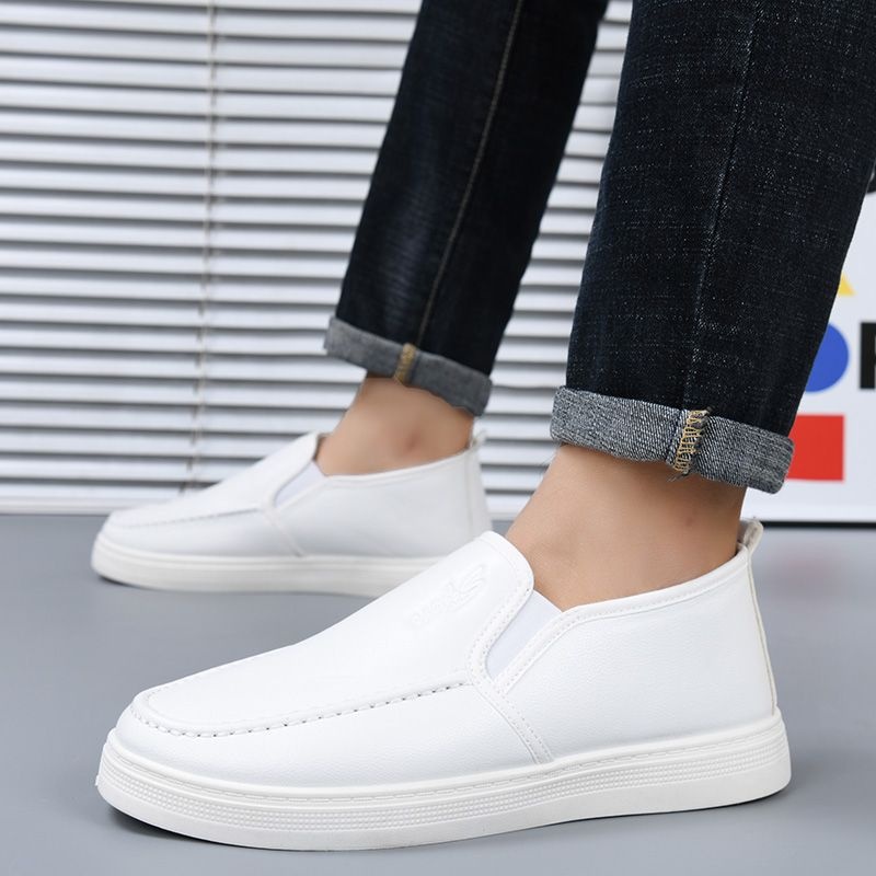 ShoeGlobe Herren-Winterschuhe mit Fleecefutter, warm, kältebeständig, weiß, lässig, weiche Sohle, wasserdicht, rutschfest, für Krankenhaus und medizinische Arbeit_voghion.com