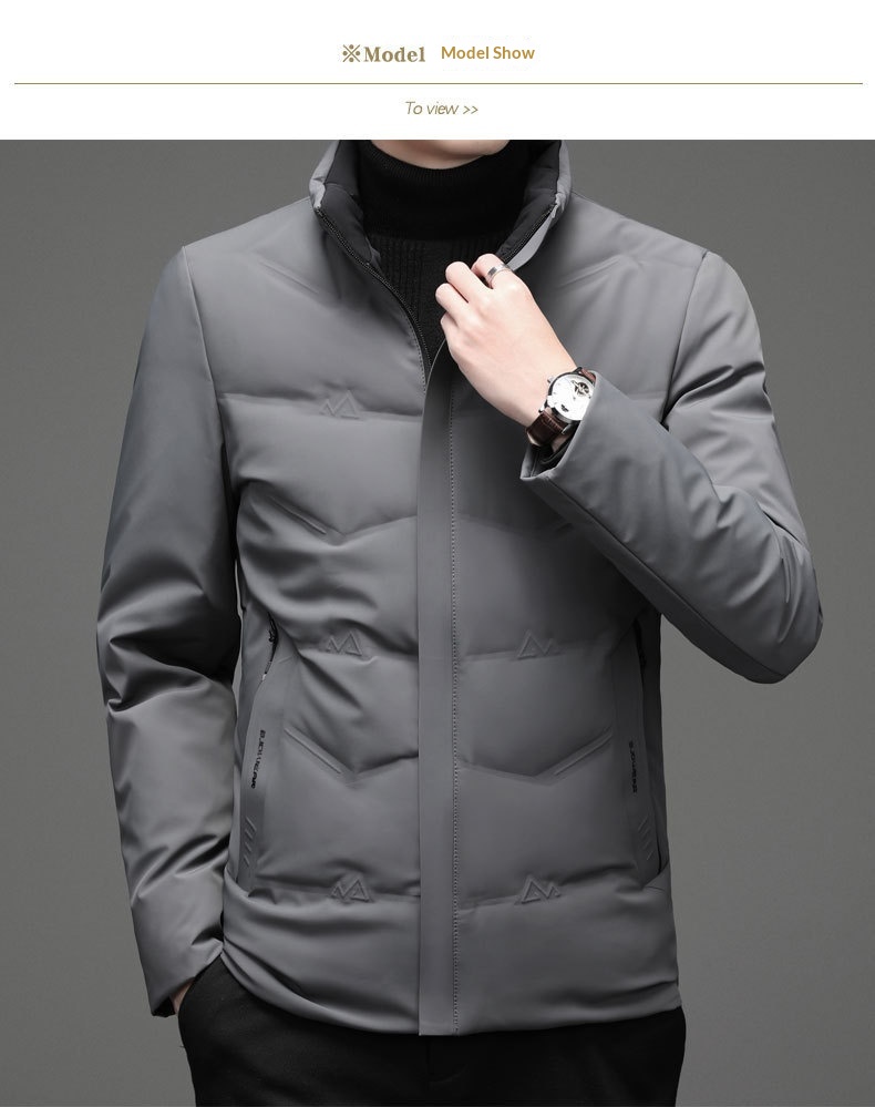 boy 2025 Winter New Casual Color Stand Collar White Duck Warm Down Middle-aged Men's Jacket_voghion.com