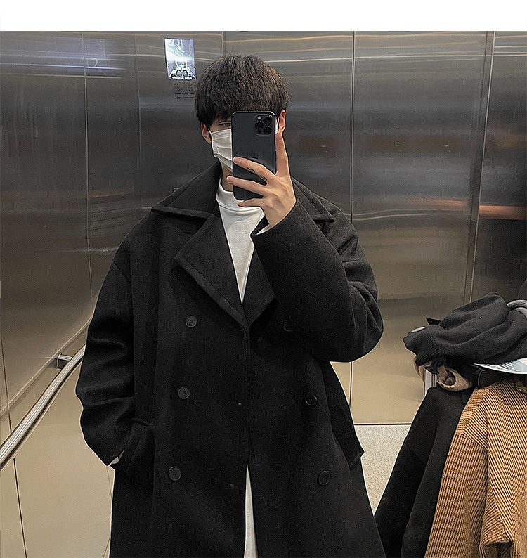 boy Boy Boy Mid-Length Autumn Winter Wool For Men Korean Trendy High-End Woolen Trench Coat Hong Kong Style Loose Plus Size Jacket_voghion.com