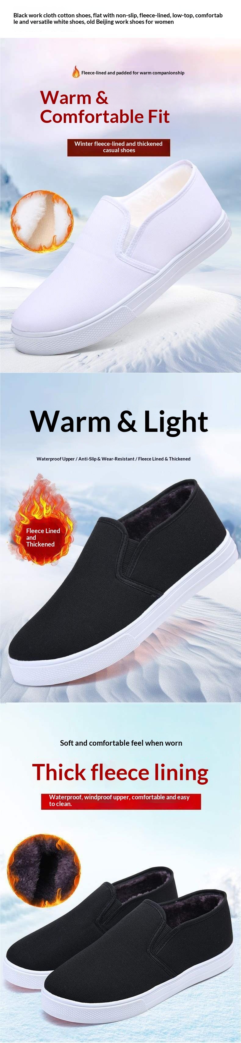 ShoeGlobe White Nurse Old North Arbeitsschuhe für Damen, flach, rutschfest, fleecegefüttert, Baumwolle, niedrig geschnitten, Gesundheitsschuhe_voghion.com