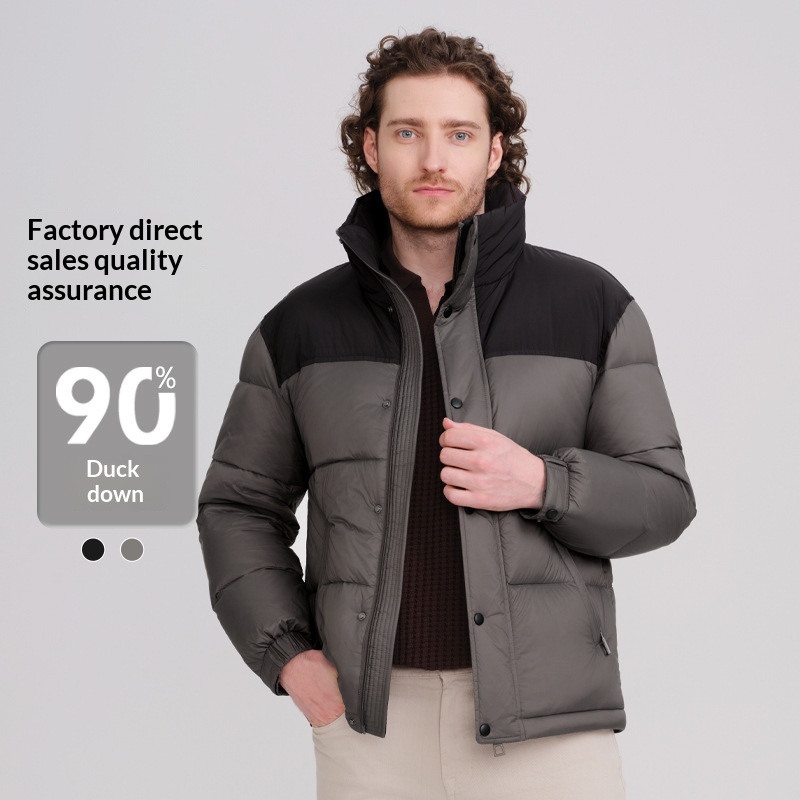 2025 Erkek Çocuk Ceket Kısa Stil Sonbahar Kış Kalın Sıcak Dik Yaka Erkek Mont Toptan Beyaz Ördek Tüyü Dolgulu_voghion.com