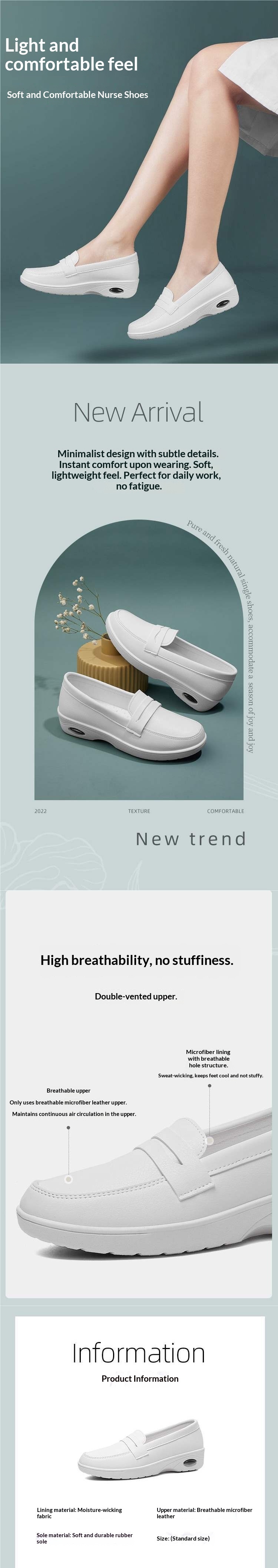 ShoeGlobe ShoeGlobe Air Cushion Nurse Women, Korean Style, Medical Work Shoes, Shallow Mouth, Non-Slip, Breathable, Beauty Salon,_voghion.com