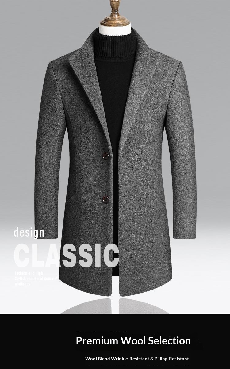 boy Boy 2025 New Autumn Winter Casual Slim Trench Coat Mid-Length Woolen Men's Clothing_voghion.com