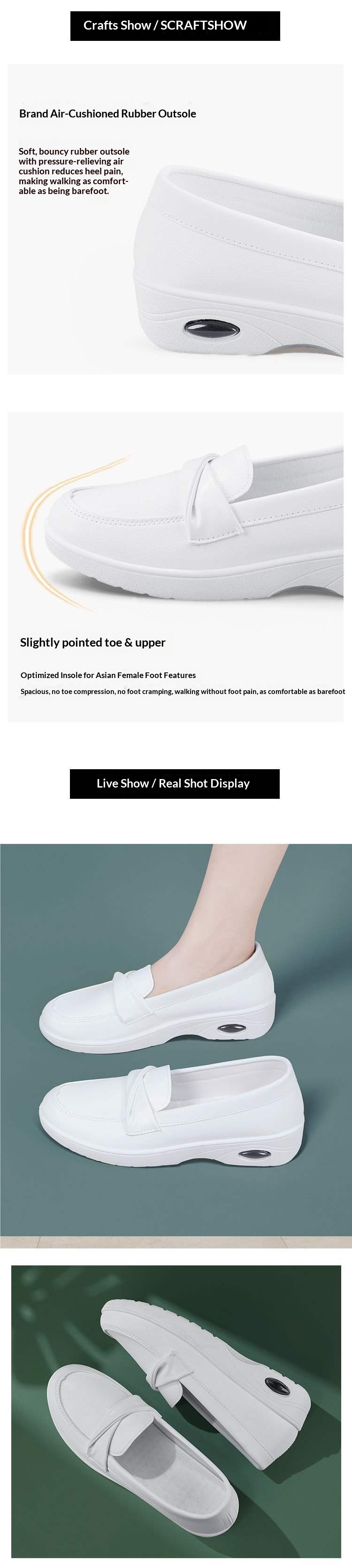 ShoeGlobe ShoeGlobe Breathable Nurse For Women, Non-Slip Medical Work Air Cushion New Casual Shoes, Thick Sole Slip-On White Shoes_voghion.com