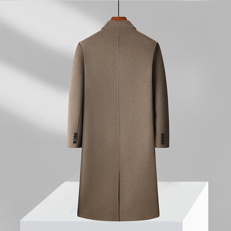 boy Boy Autumn Winter High-End Men's Bathrobe Style Long Over-the-Knee Double-Sided Cashmere With Tie Camel Wool Woolen Trench_voghion.com