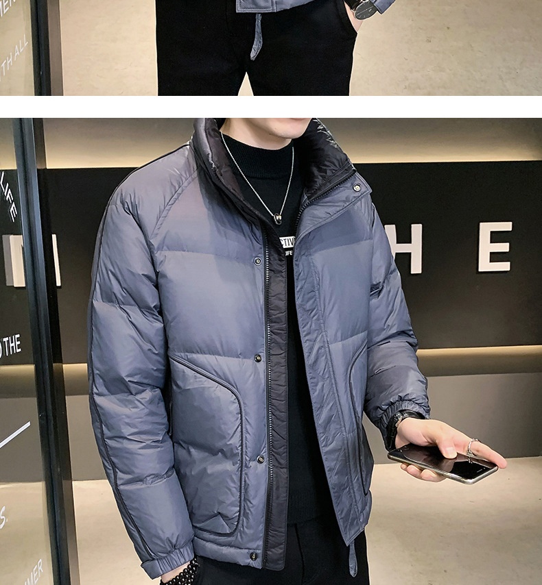 boy High-Quality Lightweight Jacket For Men, New White Duck Down Trendy Brand, Stand Collar Slim Fit Short Winter Thickened_voghion.com