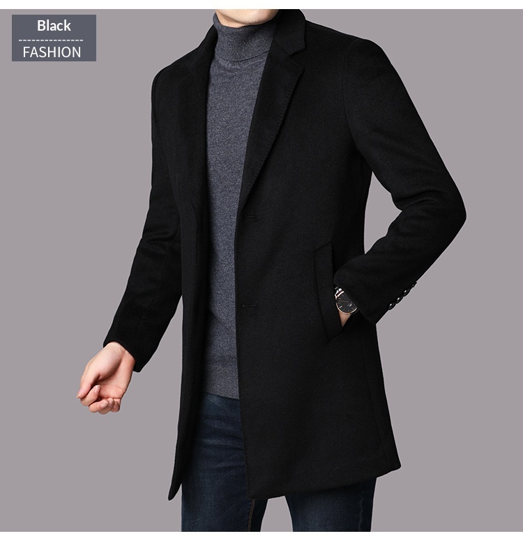 Boy Herrenmantel Herbst/Winter 2025 für junge und mittelalte Männer, mittellanger Trenchcoat mit Anzugkragen, warme Wolljacke_voghion.com