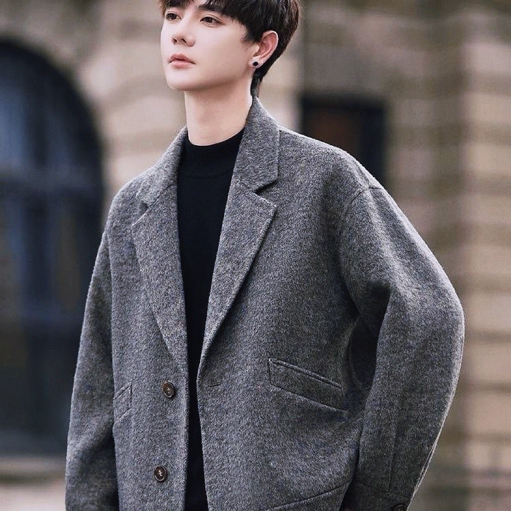 Kurzer Herrenmantel im koreanischen Stil – trendige, lässige und vielseitige Wolljacke für Herbst und Winter – hochwertige Qualität._voghion.com