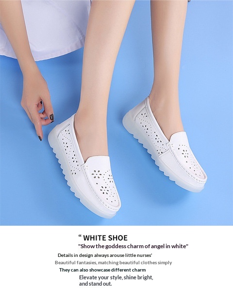 ShoeGlobe Damen-Krankenschwesterschuhe im neuen Stil, weiche Sohle, atmungsaktiv, bequem, rutschfest, medizinische Schuhe, flach, hohl, weiße Sommerschuhe für_voghion.com