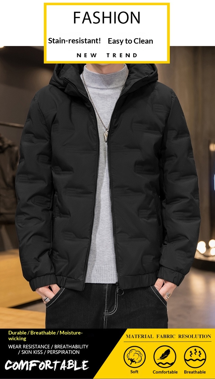 Jungen Herren Winterjacke Neue Mode Lässig Vielseitig Warm Jugend Kurz Kapuzenmantel Einfarbig Weiß Entendaunenmantel_voghion.com