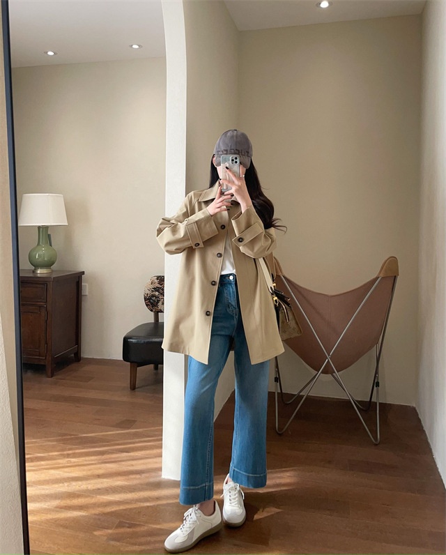 Women's Same Style!British Style Spring Women's Mid-Length Wool For Petite Women Trench Coat_voghion.com