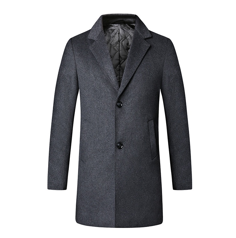 Boy Herrenmantel Herbst/Winter 2025 für junge und mittelalte Männer, mittellanger Trenchcoat mit Anzugkragen, warme Wolljacke_voghion.com