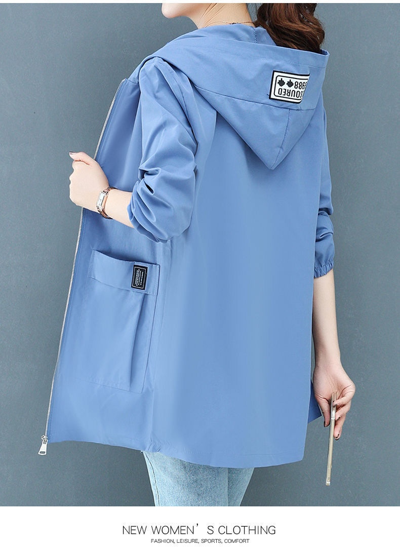 Women's Clothing Plus Size Women's Hooded Mid-Length 40-150kg Loose Korean Style Slimming Trench Coat For Autumn_voghion.com