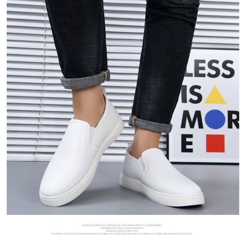 ShoeGlobe Herren-Winterschuhe mit Fleecefutter, warm, kältebeständig, weiß, lässig, weiche Sohle, wasserdicht, rutschfest, für Krankenhaus und medizinische Arbeit_voghion.com