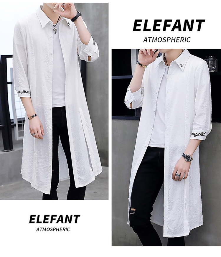 Damenbekleidung Dropshipping Sommer Neuer Herren Trenchcoat Stilvolle, verlängerte, kniehohe Sonnenschutzjacke mit halben Ärmeln Cape_voghion.com