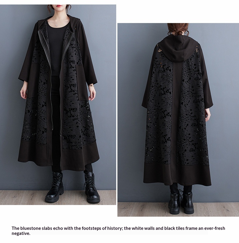 Women's Clothing Summer Korean And Japanese New Style Elegant Casual Hooded Plus Size Loose Patchwork Cardigan Trench Coat_voghion.com