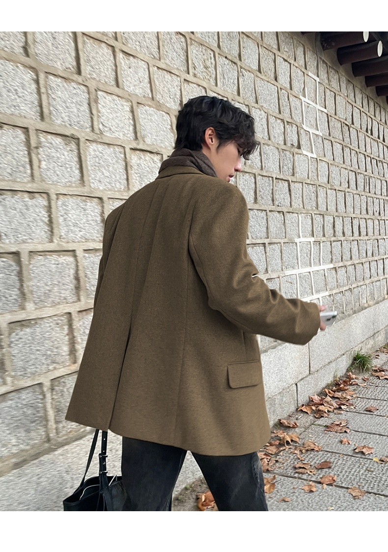 boy Boy ASCLO Korean Version Autumn Winter New Men's Short Old Money Style Trendy Handsome Versatile Suit Wool Coat_voghion.com