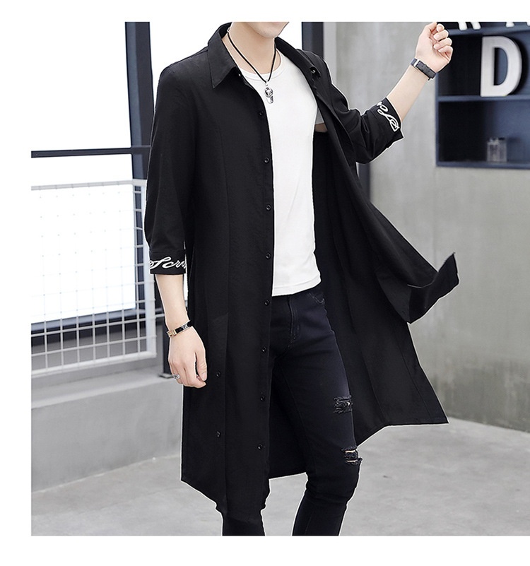 Damenbekleidung Dropshipping Sommer Neuer Herren Trenchcoat Stilvolle, verlängerte, kniehohe Sonnenschutzjacke mit halben Ärmeln Cape_voghion.com