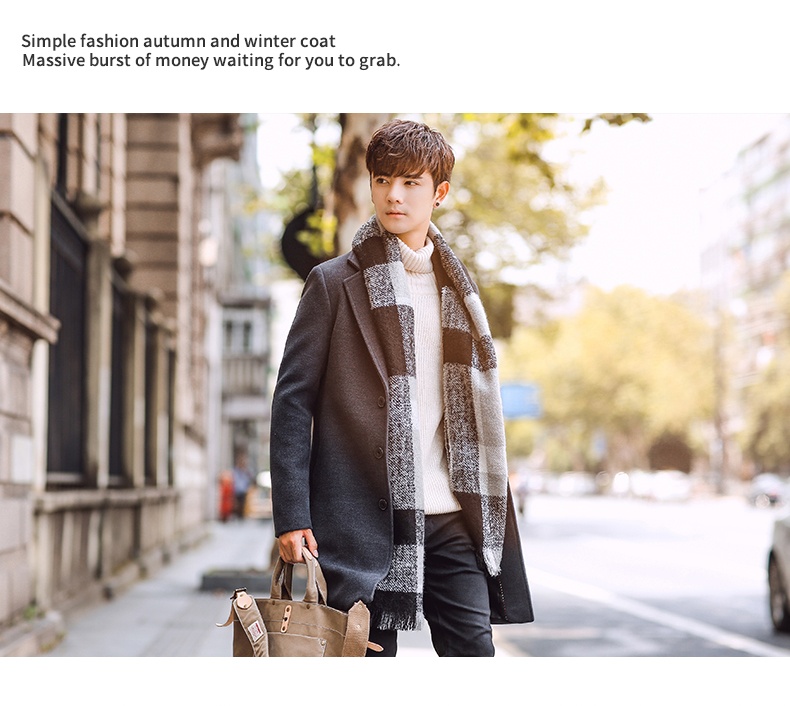 boy Boy Winter New Men's Wool Korean Style Slim Fit Mid-Length Trench Thickened Warm Woolen Coat_voghion.com