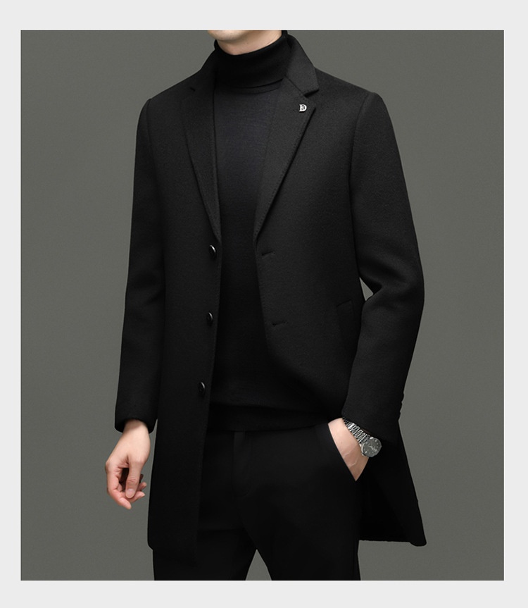 Boy Brand mittellanger Wollmantel aus reiner Wolle, Herren-Winterjacke mit herausnehmbarem Daunenfutter und Kragen_voghion.com