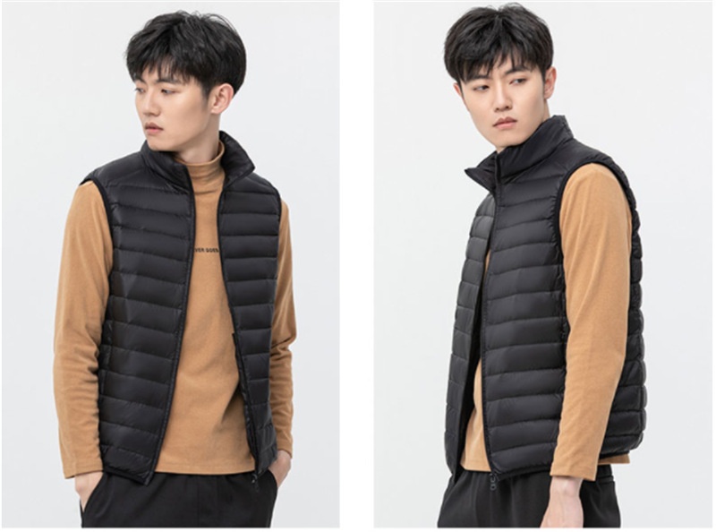 Leichte Herren-Daunenjacke für Herbst und Winter, kurz geschnitten, mit Stehkragen, ultraleicht, lässig und ultraleicht._voghion.com