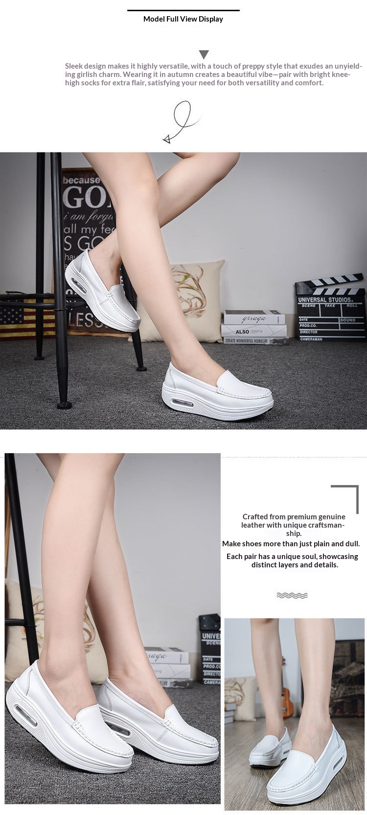 ShoeGlobe ShoeGlobe Air Cushion Nurse For Women, Soft Breathable, Comfortable, Genuine Leather, Non-Slip, Odor-Resistant, Versatile, Casual,_voghion.com