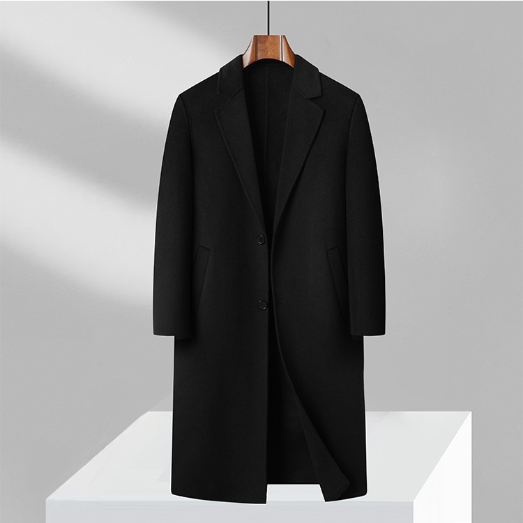 boy Boy Autumn Winter High-End Men's Bathrobe Style Long Over-the-Knee Double-Sided Cashmere With Tie Camel Wool Woolen Trench_voghion.com