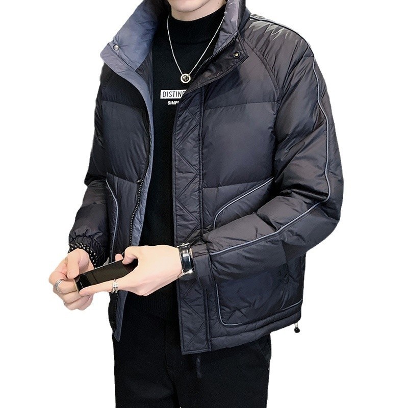 boy High-Quality Lightweight Jacket For Men, New White Duck Down Trendy Brand, Stand Collar Slim Fit Short Winter Thickened_voghion.com