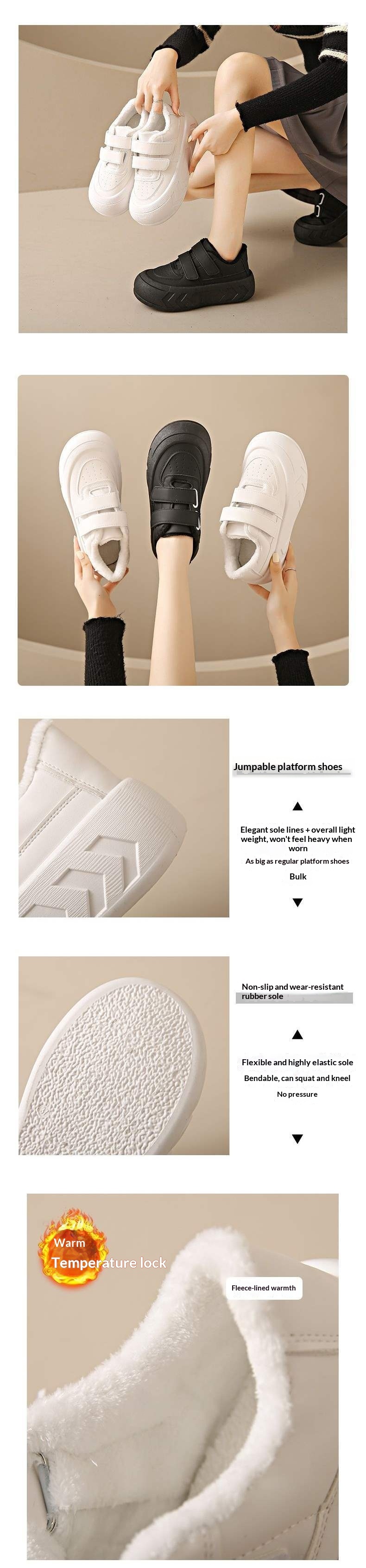 ShoeGlobe Damen-Krankenschwesterschuhe, Herbst/Winter, fleecegefüttert, flach, bequem, weiche Sohle, rutschfest, weiße Arbeitsschuhe für Krankenhaus und_voghion.com