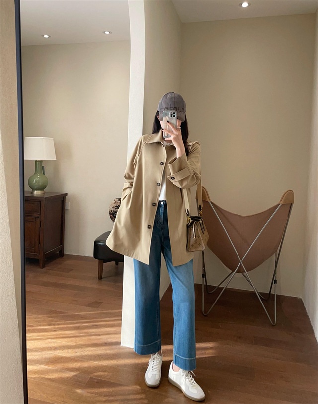 Women's Same Style!British Style Spring Women's Mid-Length Wool For Petite Women Trench Coat_voghion.com