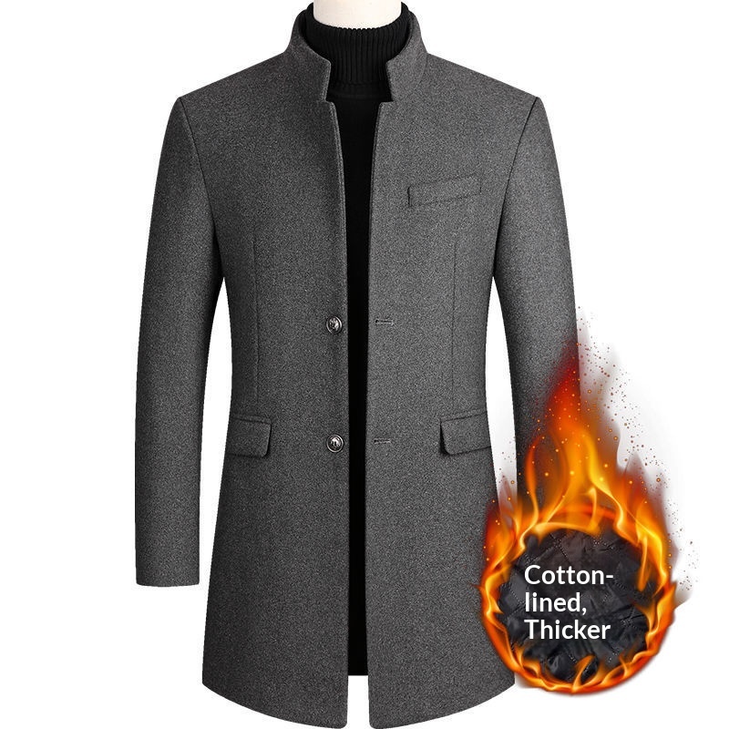 boy Boy 2025 New Autumn Winter Casual Slim Trench Coat Mid-Length Woolen Men's Clothing_voghion.com