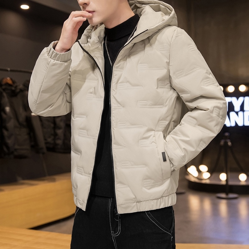 Jungen Herren Winterjacke Neue Mode Lässig Vielseitig Warm Jugend Kurz Kapuzenmantel Einfarbig Weiß Entendaunenmantel_voghion.com