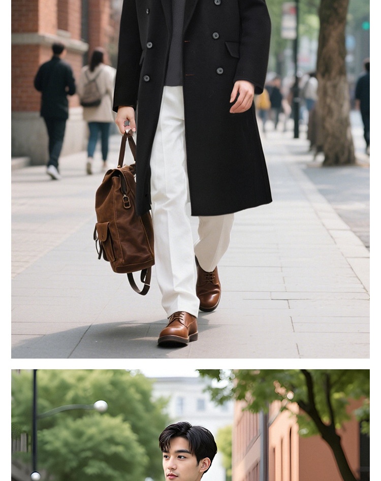 Manteau d'hiver pour garçon, 100 % laine, longueur genou, style coréen, double face, en cachemire épais, style décontracté._voghion.com