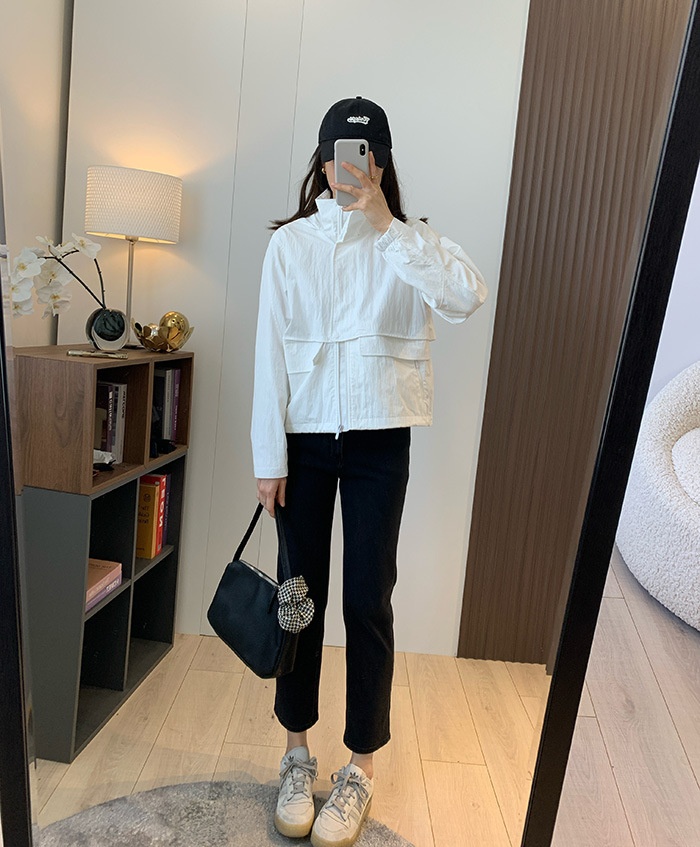 Women's Clothing Lu+ Lightweight Slimming Windproof Outdoor Long Sleeve Casual Sports Hooded Workwear Trench Coat Short Jacket_voghion.com