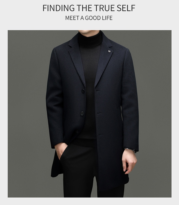 Boy Brand mittellanger Wollmantel aus reiner Wolle, Herren-Winterjacke mit herausnehmbarem Daunenfutter und Kragen_voghion.com