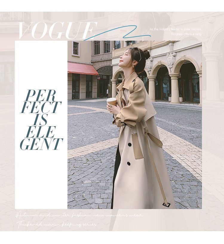 Modischer, eleganter Trenchcoat für Damen, mittellang, Herbst 2022, neuer Stil, Farbblock-Design, Overknee-Schnitt_voghion.com