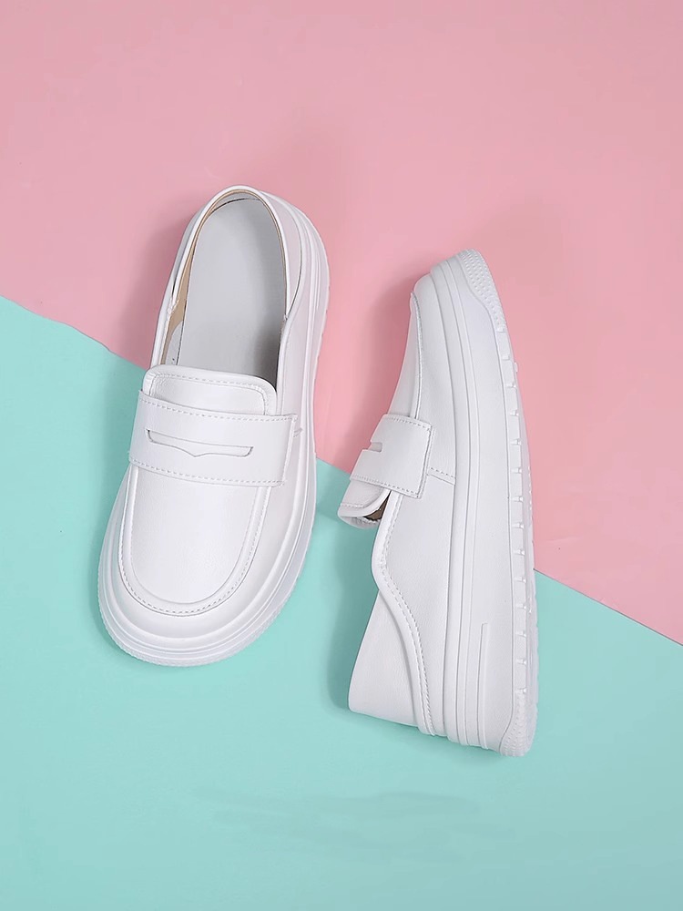 ShoeGlobe ShoeGlobe Dicke Sohle, atmungsaktiv, Sommer 2025, weiche Sohle, lässig, vielseitig, rutschfest, einzelner medizinischer Schuh, weiß, Damen, mittelhoher Absatz_voghion.com