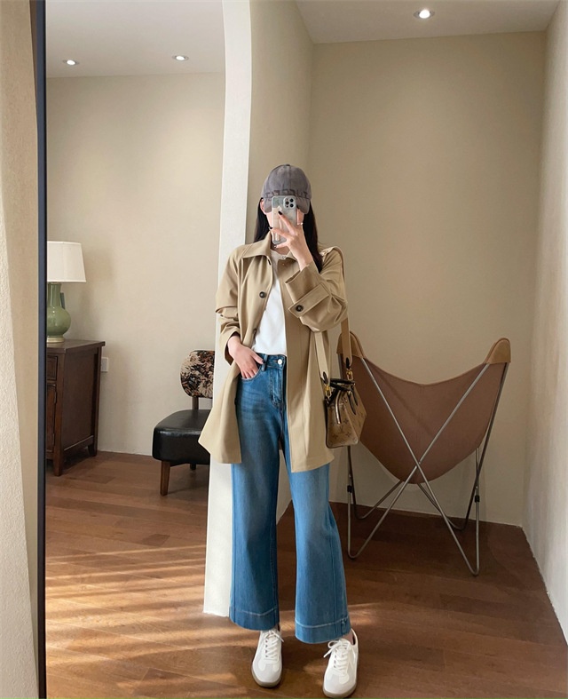 Women's Same Style!British Style Spring Women's Mid-Length Wool For Petite Women Trench Coat_voghion.com