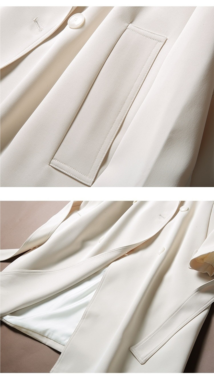 Women's British Style Lapel Mid-Length Trench Coat For Men, Spring And Autumn, Draped Double-Breasted Loose Oversized Long Coat_voghion.com